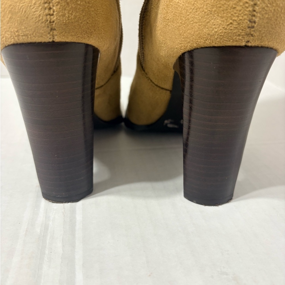 Vintage Candie’s Knee High Full Zip Faux Suede Camel Boots Removable belt detail - Picture 6 of 13